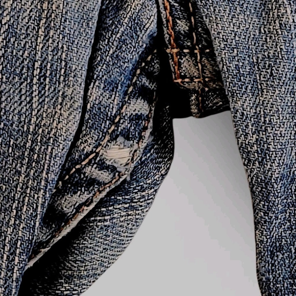 Levis 539 Straight Leg Jeans 31 x 30 Blue Faded Ripped Knee Y2K Made In Mexico - Picture 11 of 12